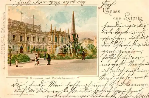 AK / Ansichtskarte Leipzig Museum Mendebrunnen Kuenstlerkarte Leipzig