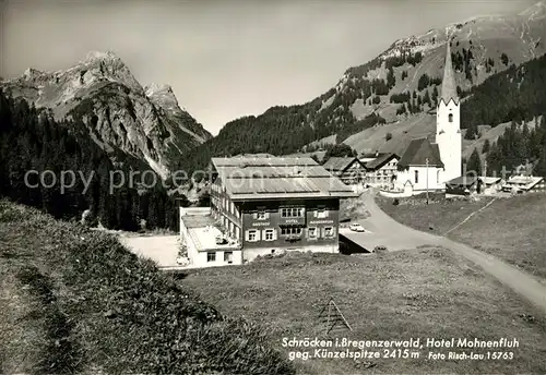 AK / Ansichtskarte Schroecken_Vorarlberg Hotel Mohnenfluh Kirche Schroecken Vorarlberg