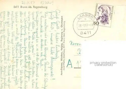 AK / Ansichtskarte Brunn_Regensburg Fliegeraufnahme Brunn Regensburg