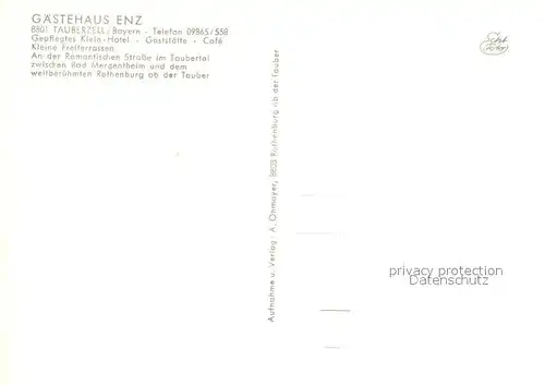 AK / Ansichtskarte Tauberzell Gaestehaus Enz Tauberzell