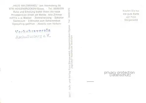 AK / Ansichtskarte Heigenbruecken Haus Waldwinkel Heigenbruecken