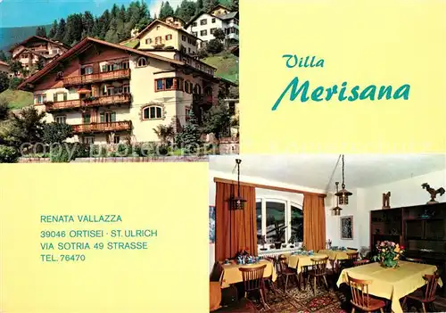 AK / Ansichtskarte St_Ulrich_Groeden_Tirol Villa Merisana Gaststube St_Ulrich_Groeden_Tirol
