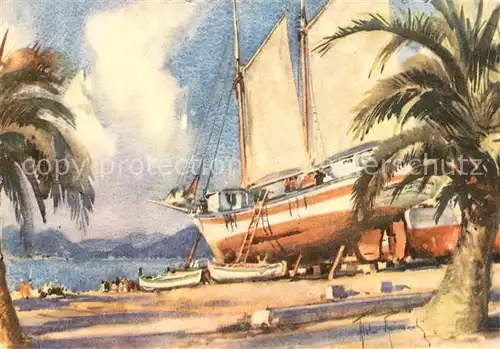 AK / Ansichtskarte Sestri_Levante Velieri a riva Aquarell Sestri_Levante