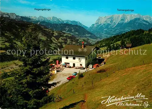AK / Ansichtskarte St_Johann_Pongau Alpengasthof Hahnbaum Alm mit Hagengebirge und Tennengebirge St_Johann_Pongau