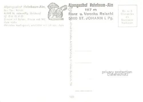 AK / Ansichtskarte St_Johann_Pongau Alpengasthof Hahnbaum Alm mit Hagengebirge und Tennengebirge St_Johann_Pongau