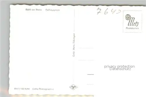 AK / Ansichtskarte Kehl_Rhein Rathausplatz Kehl_Rhein