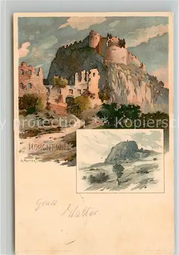 AK / Ansichtskarte Hohentwiel Festung Ruine Kuenstlerkarte Koenigreich Wuerttemberg Hohentwiel