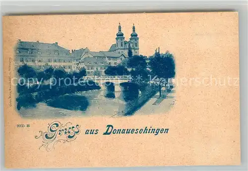 AK / Ansichtskarte Donaueschingen Donaubruecke Blick zur Kirche Donaueschingen