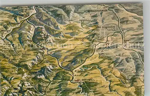 AK / Ansichtskarte Donaueschingen und Umgebung gegen Sueden Relief Ansichtskarte Nr 26 aus der Vogeperspektive Donaueschingen