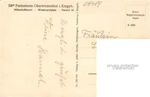 AK / Ansichtskarte Oberwiesenthal_Erzgebirge Ferienheim  Oberwiesenthal Erzgebirge