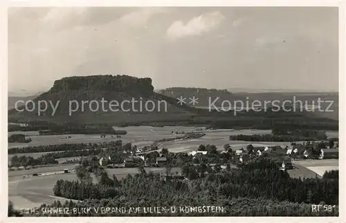 AK / Ansichtskarte Brand_Saechsische_Schweiz Panorama Lilienstein Koenigstein Brand_Saechsische_Schweiz