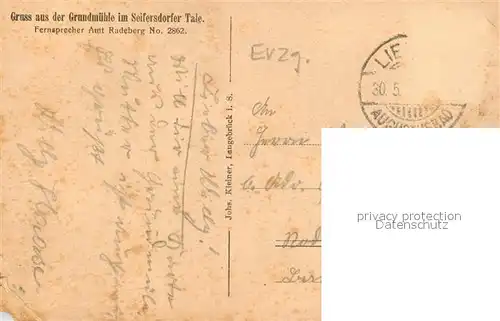 AK / Ansichtskarte Seifersdorfer_Tal Grundmuehle Seifersdorfer Tal
