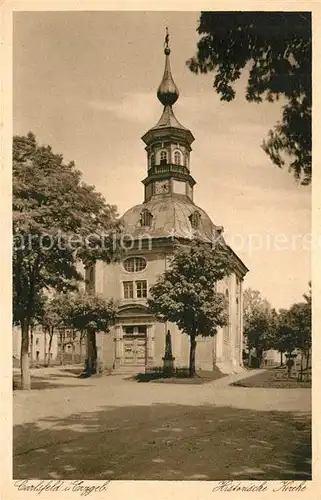 AK / Ansichtskarte Carlsfeld_Erzgebirge Historische Kirche Chronik Carlsfeld Erzgebirge