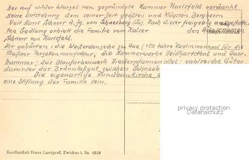 AK / Ansichtskarte Carlsfeld_Erzgebirge Historische Kirche Chronik Carlsfeld Erzgebirge