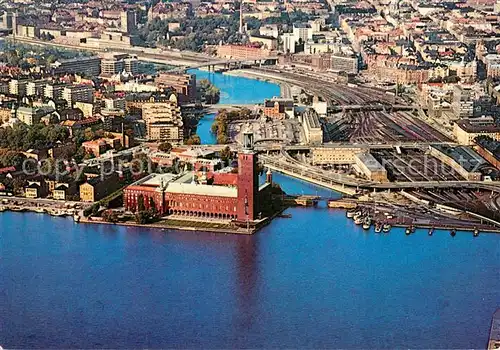 AK / Ansichtskarte Stockholm Fliegeraufnahme Stadthaus  Stockholm