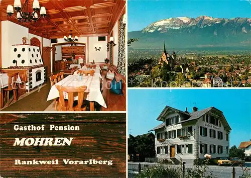 AK / Ansichtskarte Rankweil_Vorarlberg Gasthof Pension Mohren Gaststube Panorama Rankweil Vorarlberg