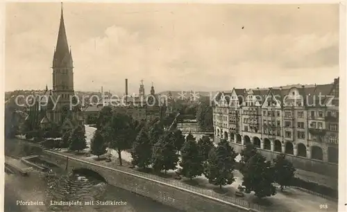 AK / Ansichtskarte Pforzheim Lindenplatz Stadtkirche Pforzheim