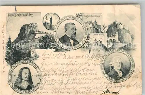 AK / Ansichtskarte Hohentwiel Festung Portraits Joseph Victor von Scheffel Konrad Wiederhold Johann Jakob Moser Hohentwiel