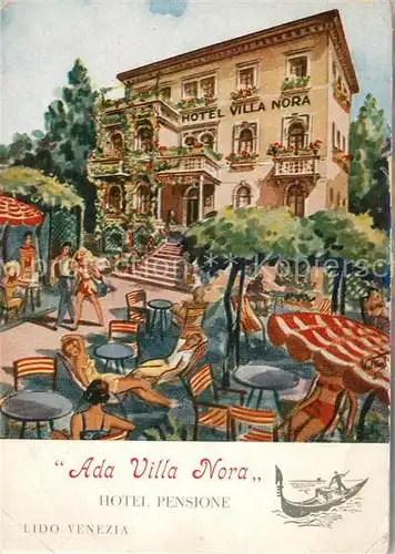 AK / Ansichtskarte Lido_Venezia Ada Villa Nora Hotel Pensione Dessin Kuenstlerkarte Lido Venezia