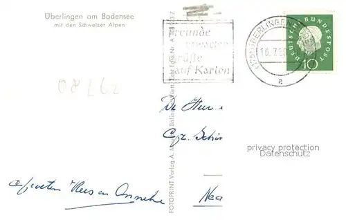 AK / Ansichtskarte ueberlingen_Bodensee mit Schweizer Alpen ueberlingen Bodensee