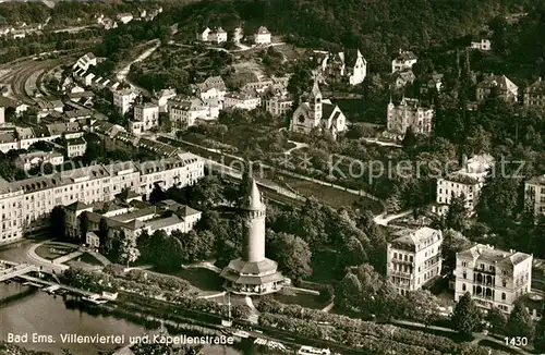 AK / Ansichtskarte Bad_Ems Villenviertel und Kapellenstrasse Fliegeraufnahme Bad_Ems