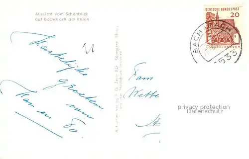 AK / Ansichtskarte Bacharach_Rhein Aussicht vom Schoenblick Bacharach Rhein