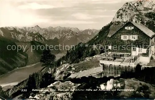 AK / Ansichtskarte Erfurterhuette mit Achensee und Karwendelgebirge Erfurterhuette