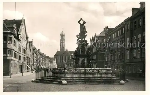 AK / Ansichtskarte Augsburg Maximilianstr mit Herkulesbrunnen und Ulrichsmuenster Augsburg