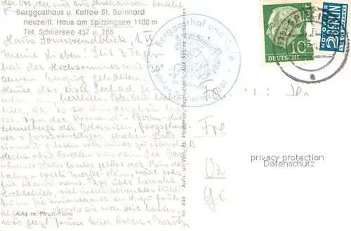 AK / Ansichtskarte Spitzingsee Berggasthaus und Kaffee St Bernhard Spitzingsee