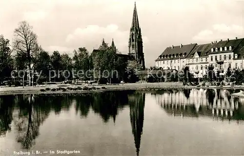 AK / Ansichtskarte Freiburg_Breisgau Stadtgarten mit Muenster Freiburg Breisgau