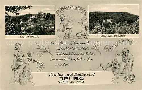 AK / Ansichtskarte Iburg_Teutoburger_Wald Gesamtansicht Blick zum Doerenberg Karikaturen Iburg_Teutoburger_Wald