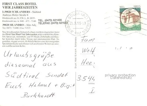 AK / Ansichtskarte Schlanders_Suedtirol First Class Hotel Vier Jahreszeiten Schlanders_Suedtirol