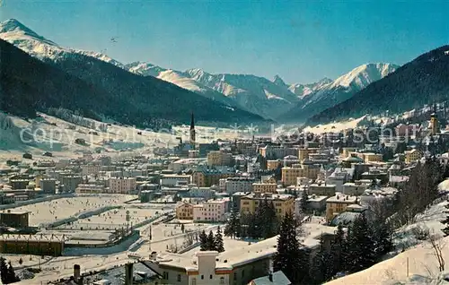 AK / Ansichtskarte Davos_GR Eislaufbahnen Blick gegen Rhinerhorn Tinzenhorn Altein Alpenpanorama Davos_GR