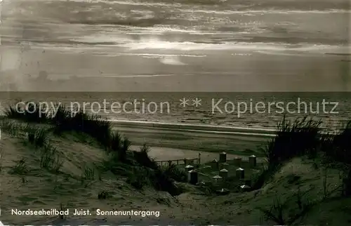 AK / Ansichtskarte Juist_Nordseebad Sonnenuntergang am Strand Juist_Nordseebad