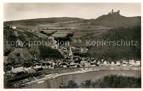 AK / Ansichtskarte Balduinstein Panorama Blick ueber die Lahn Schloss Schaumburg Balduinstein