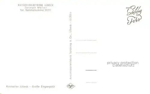 AK / Ansichtskarte Luebeck Ratskeller Eingangstuer Luebeck