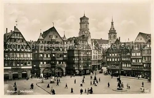 AK / Ansichtskarte Stuttgart Marktplatz Altstadt Kirchturm Stuttgart
