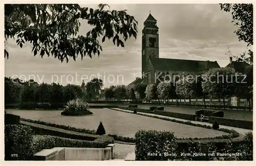 AK / Ansichtskarte Kehl_Rhein Katholische Kirche Rosengarten Kehl_Rhein