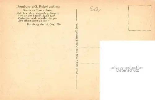 AK / Ansichtskarte Dornburg_Saale Rokokoschloss Dornburg_Saale