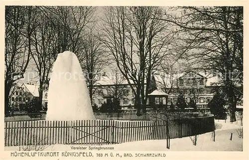 AK / Ansichtskarte Koenigsfeld_Schwarzwald Vereister Springbrunnen Koenigsfeld Schwarzwald