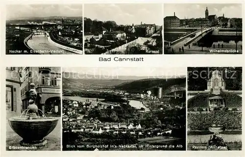 AK / Ansichtskarte Bad_Cannstatt Neckar Eisenbahn Viadukt Erbsenbrunnen Pavillon Wilhelma Bad_Cannstatt