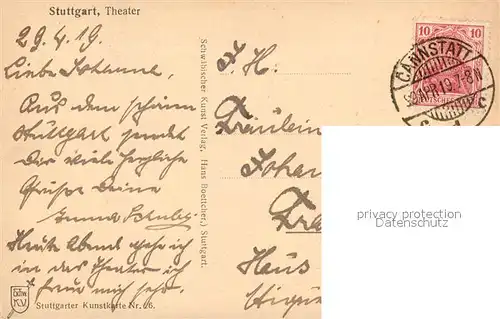 AK / Ansichtskarte Stuttgart Theater Mondschein Stuttgart