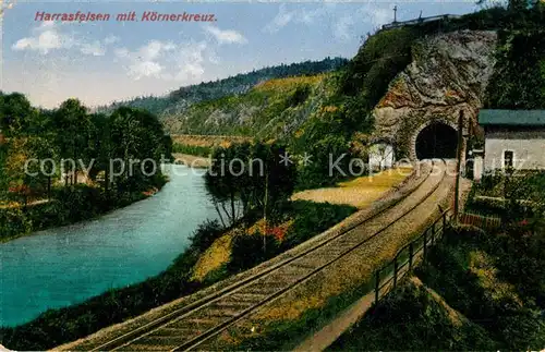 AK / Ansichtskarte Erzgebirge_Region Harrasfelsen Koernerkreuz Erzgebirge Region