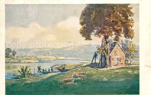 AK / Ansichtskarte Grimma Faehrhaus Hoefgen Kuenstlerkarte Grimma