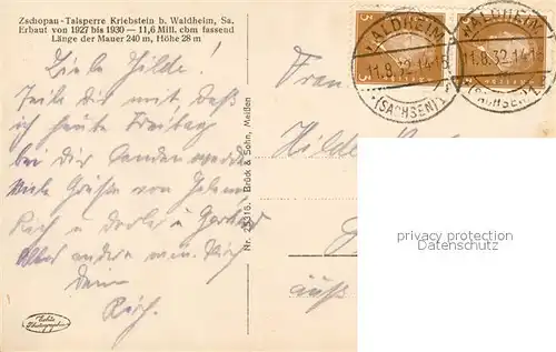 AK / Ansichtskarte Zschopau Talsperre Kriebstein  Zschopau