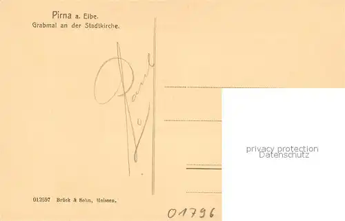AK / Ansichtskarte Pirna Grabmal Stadtkirche Pirna