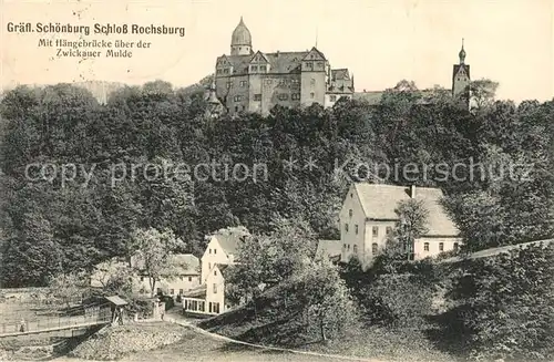 AK / Ansichtskarte Rochsburg Schloss Schoenburg Haengebruecke Zwickauer Mulde Rochsburg