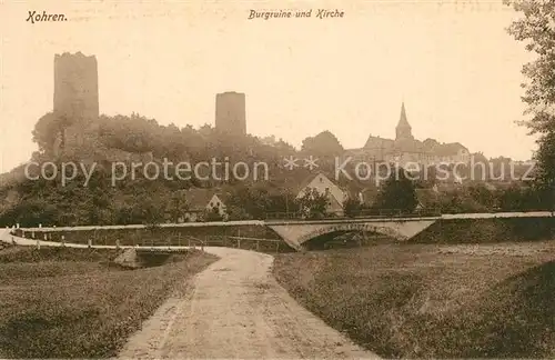 AK / Ansichtskarte Kohren Sahlis Burgruine Kirche Kohren Sahlis