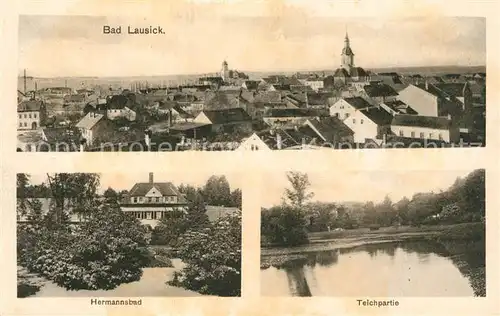 AK / Ansichtskarte Lausick_Bad Panorama Herrmannsbad Teich Lausick_Bad