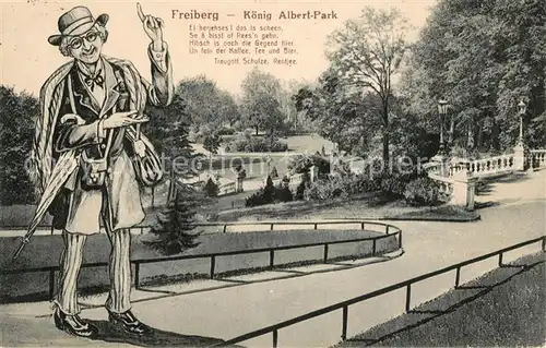 AK / Ansichtskarte Freiberg_Sachsen Koenig Albert Park Karikatur Gedicht Freiberg Sachsen